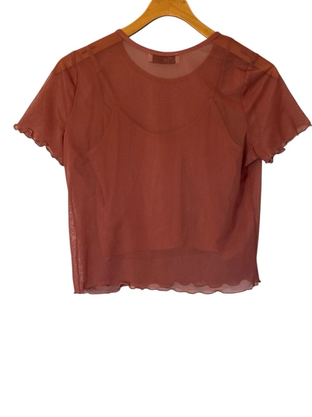 Hollister Sheer Mesh Short-Sleeve Crop Top With Cami Size M Y2K Fairy Grunge - Picture 2 of 9